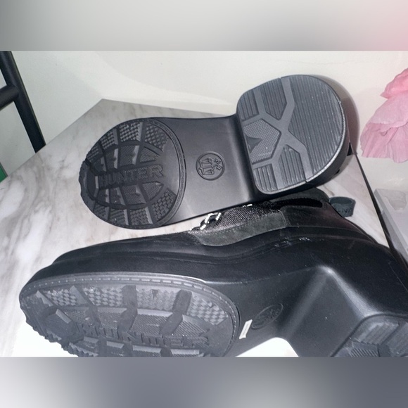 Hunter Black Lace Up Boots with Chunky Soles - Picture 4 of 5